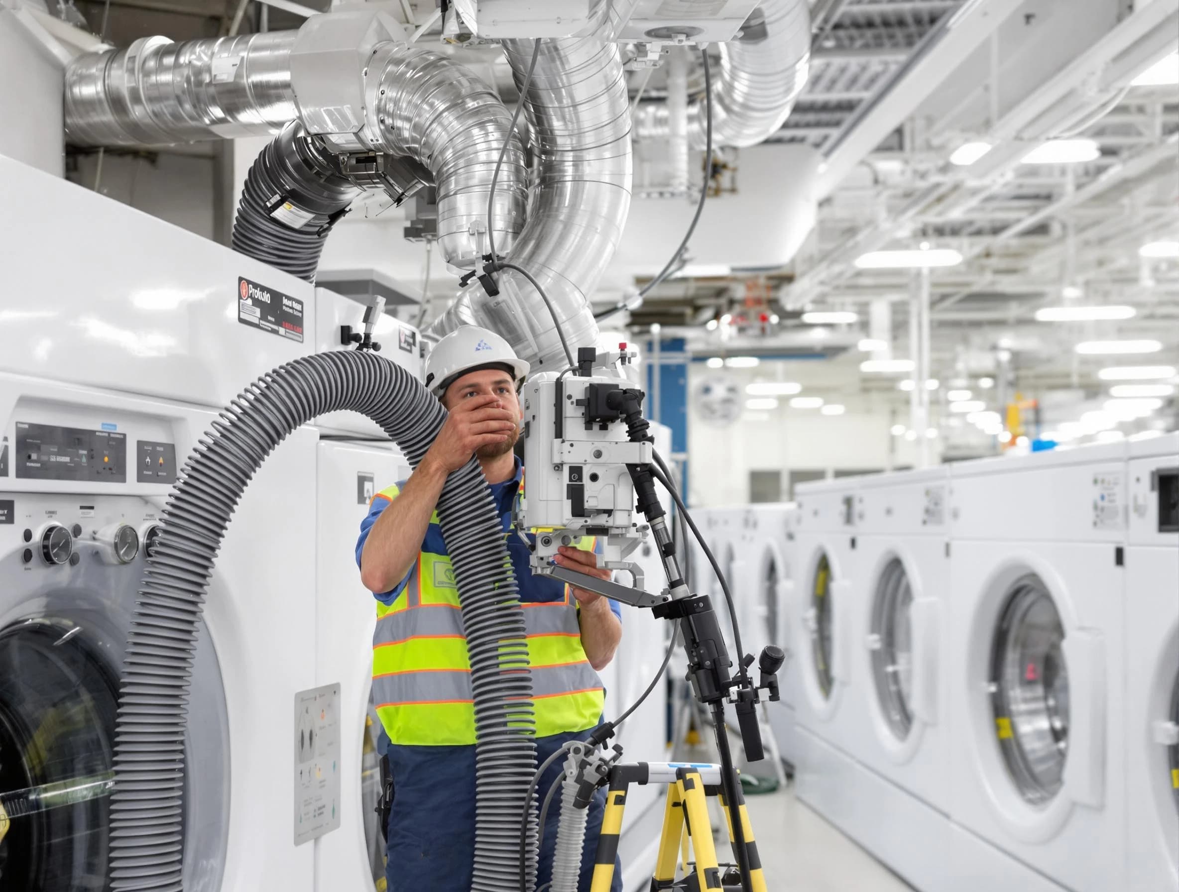 Emporia Dryer Vent Cleaning team performing commercial-grade dryer vent cleaning at a business facility in Emporia