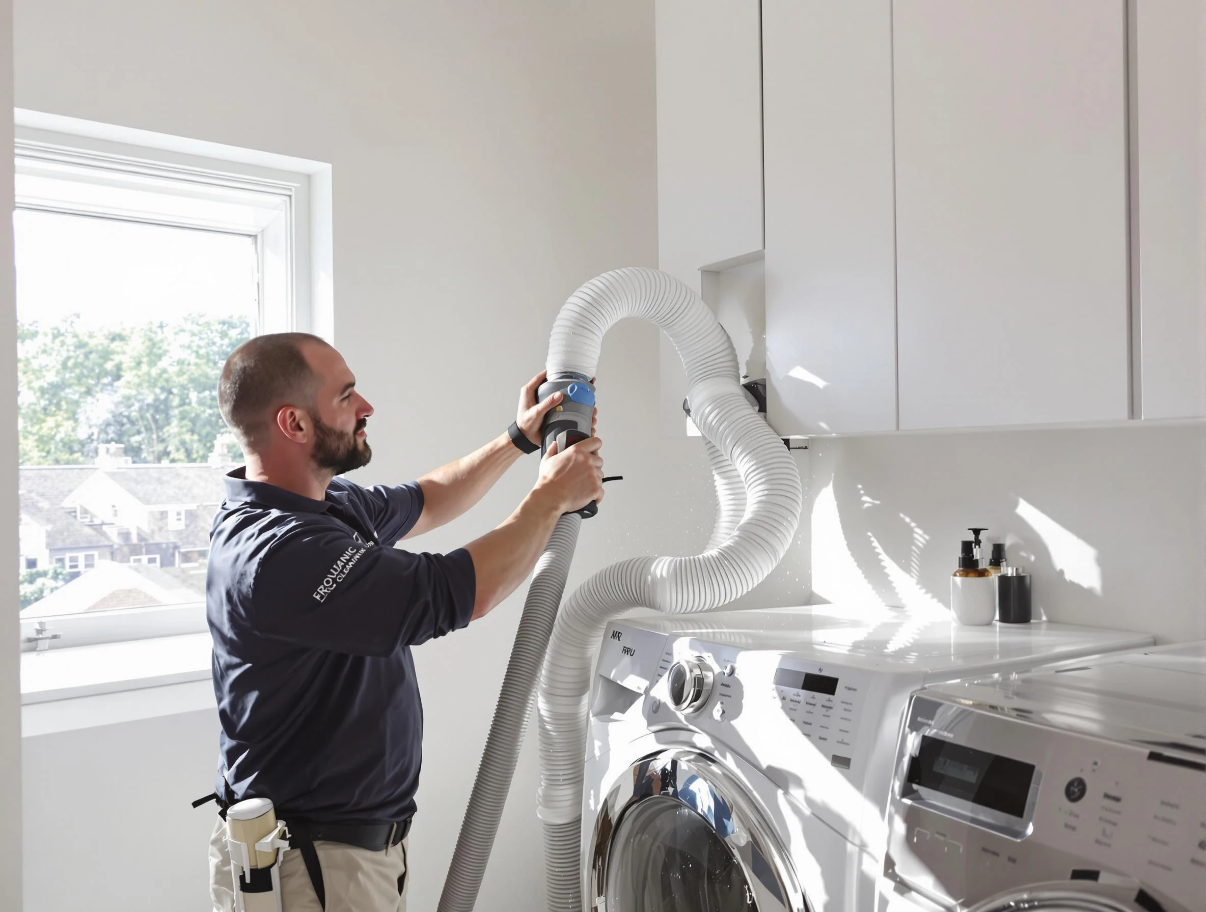 Certified Emporia Dryer Vent Cleaning technician performing dryer vent cleaning in Emporia