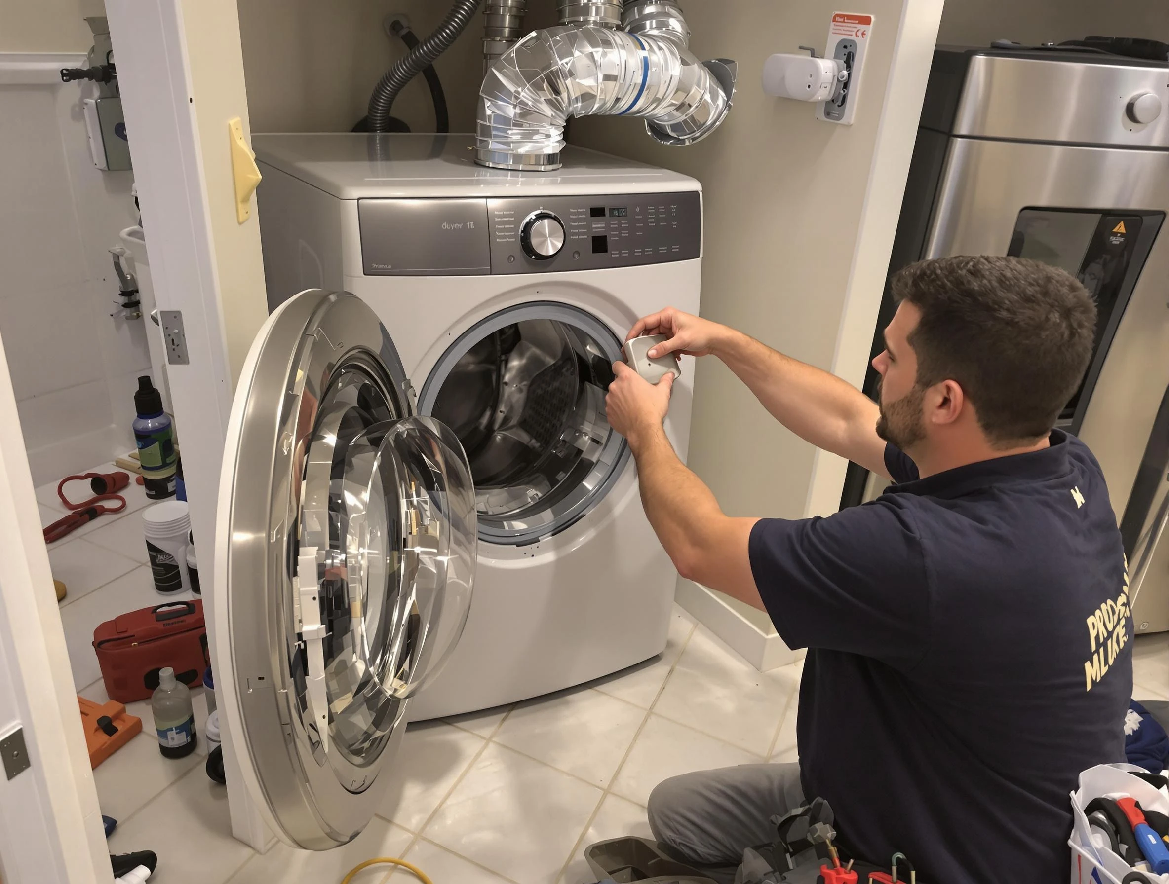 Emporia Dryer Vent Cleaning technician performing precise dryer vent hose installation in Emporia